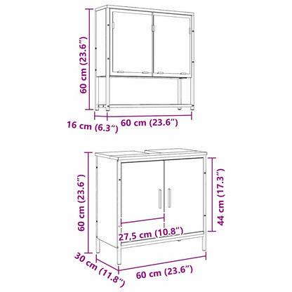 Badeværelsesmøbel Sæt Med Opbevaring 2 Pcs Brun 60 X 30 X 60 Cm - Billede 13