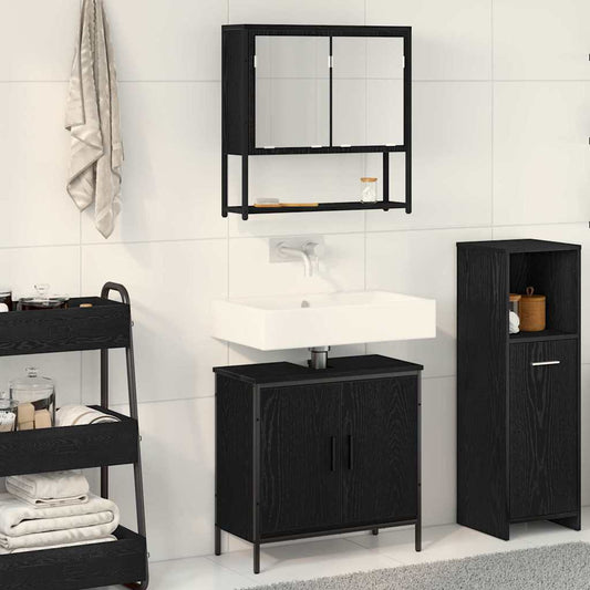 Badeværelsesmøbel Sæt Med Opbevaring 2 Pcs Sort 60 X 30 X 60 Cm - Hovedbillede