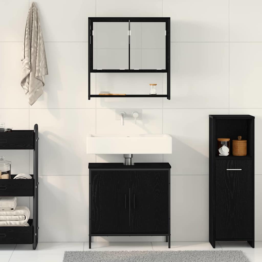 Badeværelsesmøbel Sæt Med Opbevaring 2 Pcs Sort 60 X 30 X 60 Cm - Billede 4