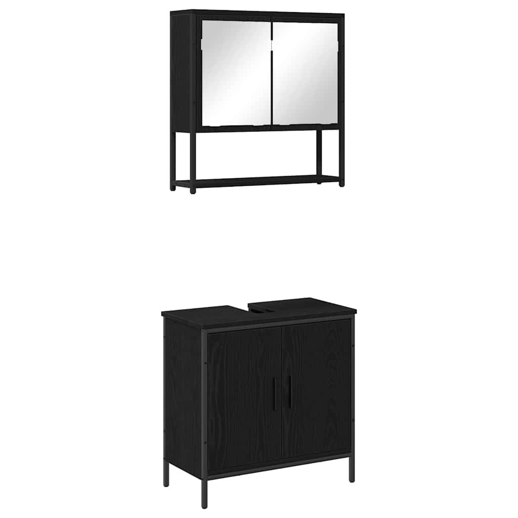 Badeværelsesmøbel Sæt Med Opbevaring 2 Pcs Sort 60 X 30 X 60 Cm - Billede 2