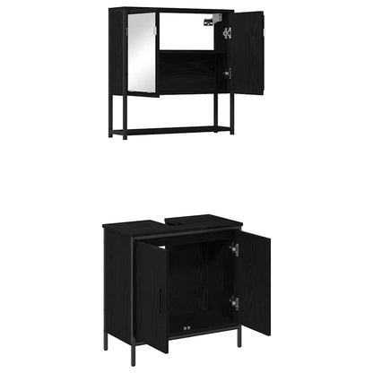 Badeværelsesmøbel Sæt Med Opbevaring 2 Pcs Sort 60 X 30 X 60 Cm - Billede 5