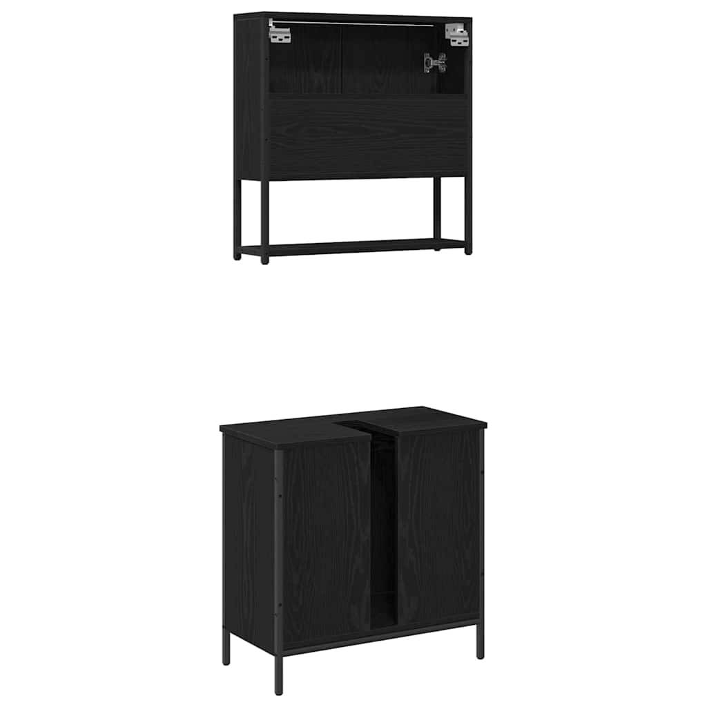 Badeværelsesmøbel Sæt Med Opbevaring 2 Pcs Sort 60 X 30 X 60 Cm - Billede 8
