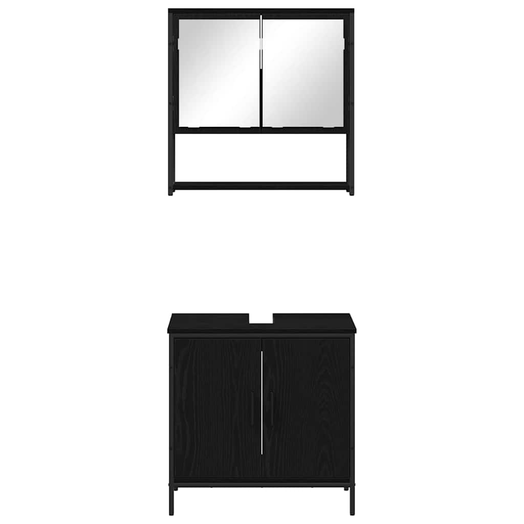 Badeværelsesmøbel Sæt Med Opbevaring 2 Pcs Sort 60 X 30 X 60 Cm - Billede 6