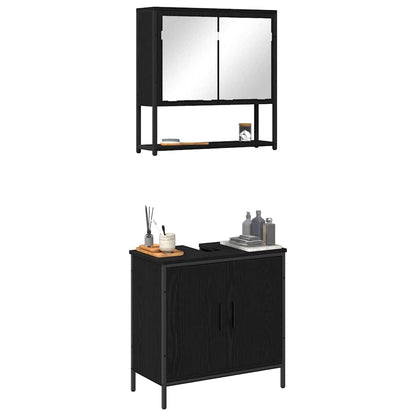 Badeværelsesmøbel Sæt Med Opbevaring 2 Pcs Sort 60 X 30 X 60 Cm - Billede 3