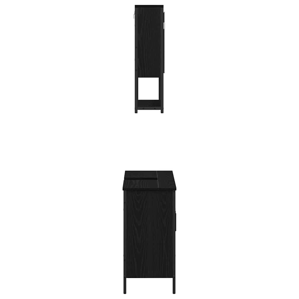 Badeværelsesmøbel Sæt Med Opbevaring 2 Pcs Sort 60 X 30 X 60 Cm - Billede 7