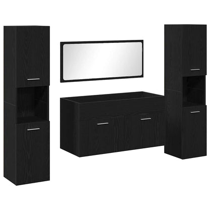 Badeværelsesmøbel Sæt Med Dør 4 Pcs Sort Eg 41 X 38.5 X 46 Cm - Billede 2