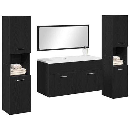 Badeværelsesmøbel Sæt Med Dør 4 Pcs Sort Eg 41 X 38.5 X 46 Cm - Billede 3