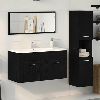Badeværelsesmøbel Sæt Med Dør 3 Pcs Sort Eg 60 X 38.5 X 46 Cm - Hovedbillede