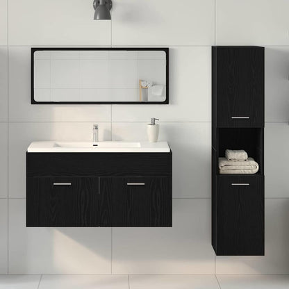 Badeværelsesmøbel Sæt Med Dør 3 Pcs Sort Eg 60 X 38.5 X 46 Cm - Billede 4