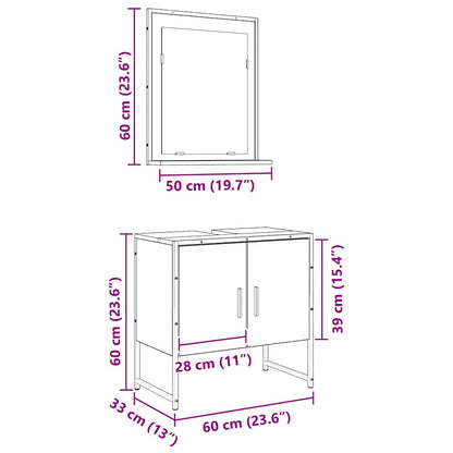 Badeværelsesmøbel Sæt Med Opbevaring 2 Pcs Brun 60 X 33 X 60 Cm - Billede 12