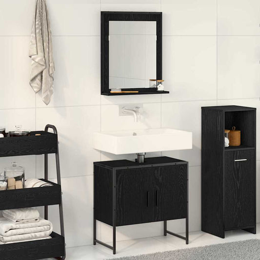 Badeværelsesmøbel Sæt Med Opbevaring 2 Pcs Sort 60 X 33 X 60 Cm - Hovedbillede