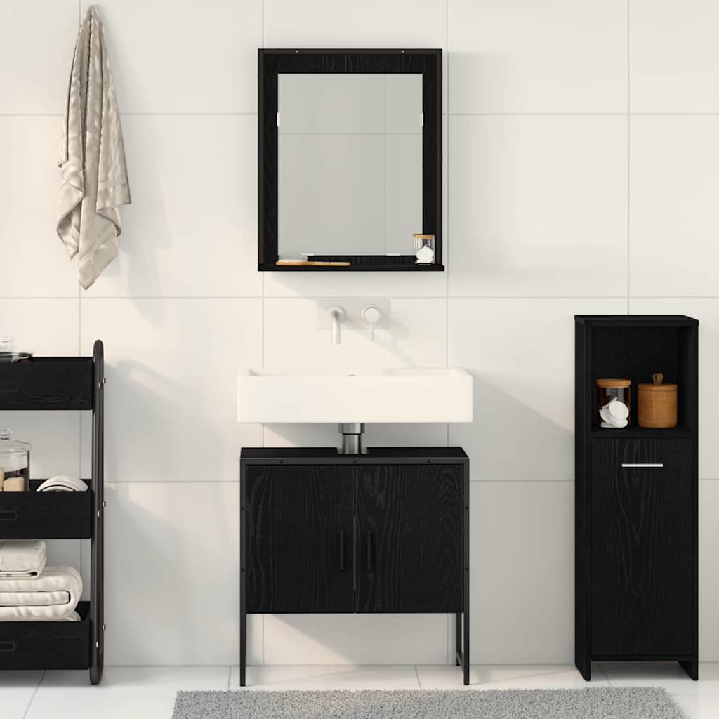 Badeværelsesmøbel Sæt Med Opbevaring 2 Pcs Sort 60 X 33 X 60 Cm - Billede 4