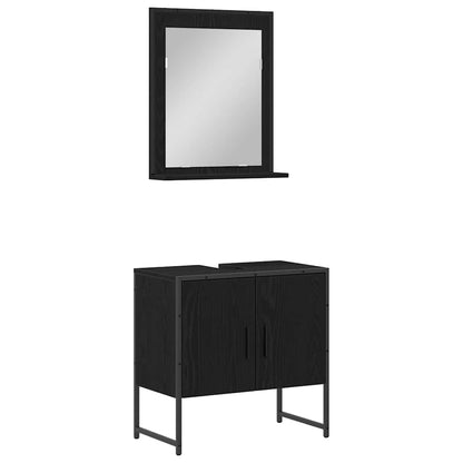 Badeværelsesmøbel Sæt Med Opbevaring 2 Pcs Sort 60 X 33 X 60 Cm - Billede 2