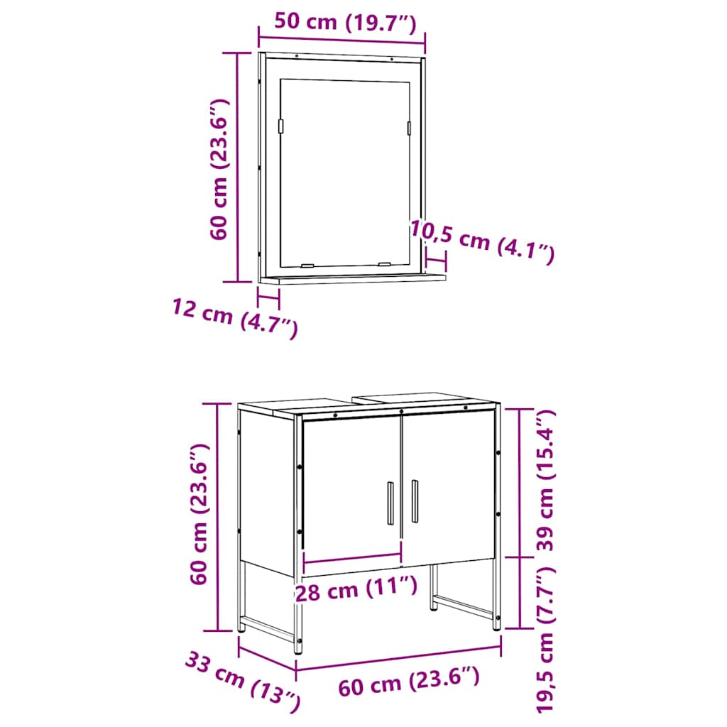 Badeværelsesmøbel Sæt Med Opbevaring 2 Pcs Sort 60 X 33 X 60 Cm - Billede 13