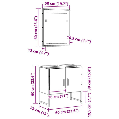 Badeværelsesmøbel Sæt Med Opbevaring 2 Pcs Sort 60 X 33 X 60 Cm - Billede 13