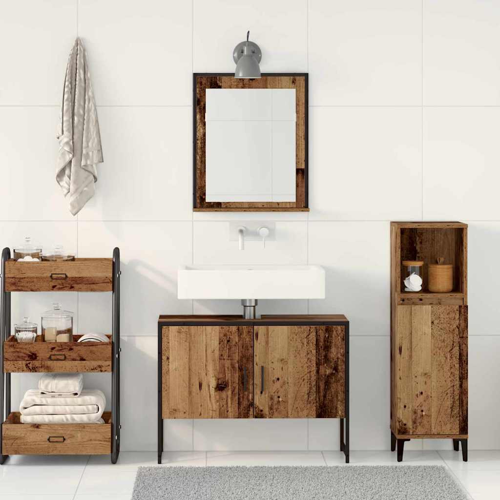 Badeværelsesmøbel Sæt Med Opbevaring 2 Pcs Brun 80 X 33 X 60 Cm - Billede 4