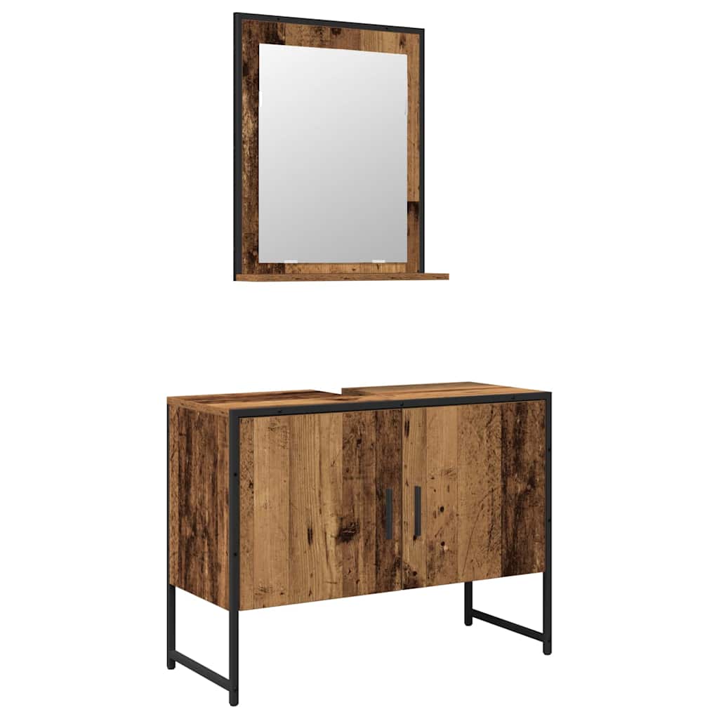 Badeværelsesmøbel Sæt Med Opbevaring 2 Pcs Brun 80 X 33 X 60 Cm - Billede 2