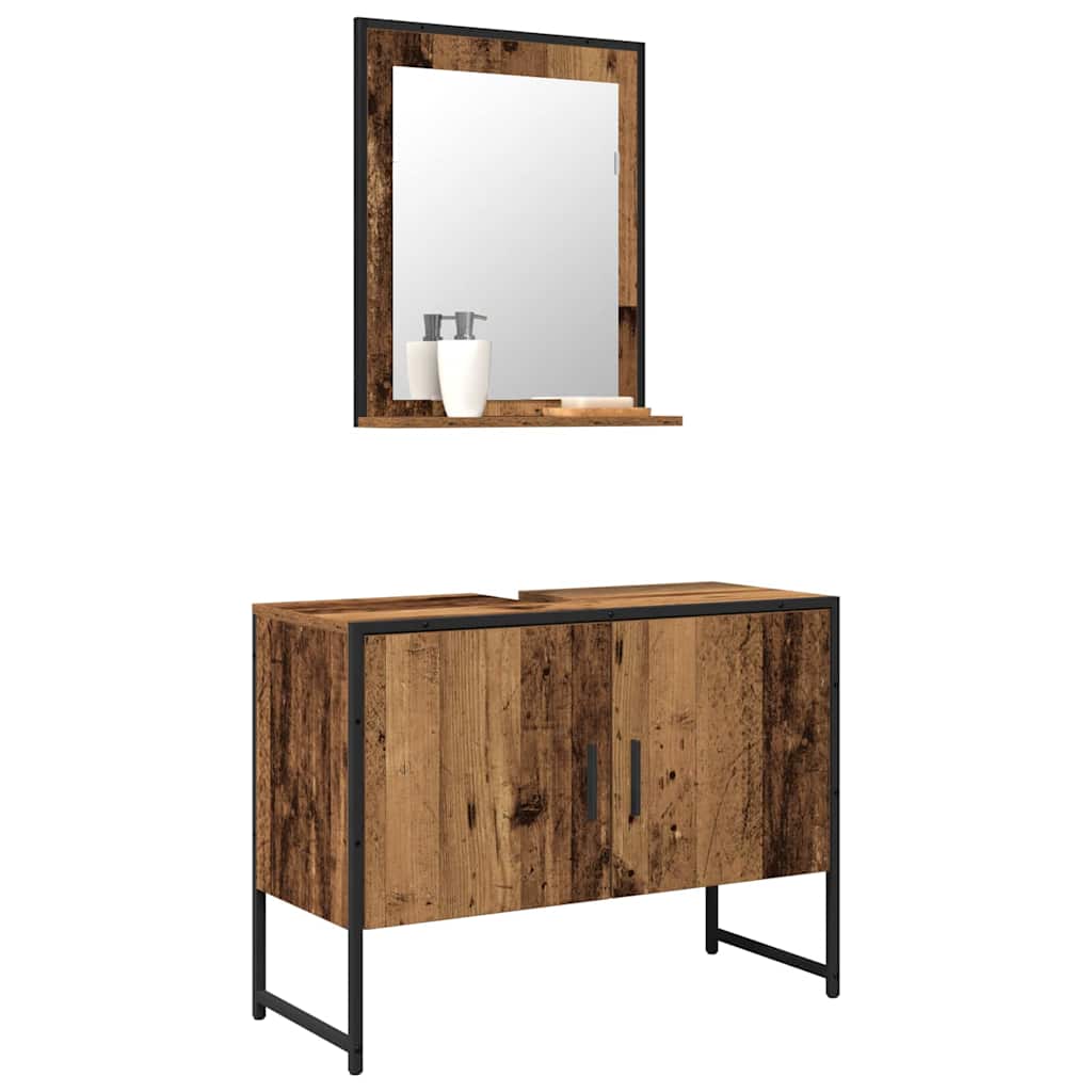 Badeværelsesmøbel Sæt Med Opbevaring 2 Pcs Brun 80 X 33 X 60 Cm - Billede 3