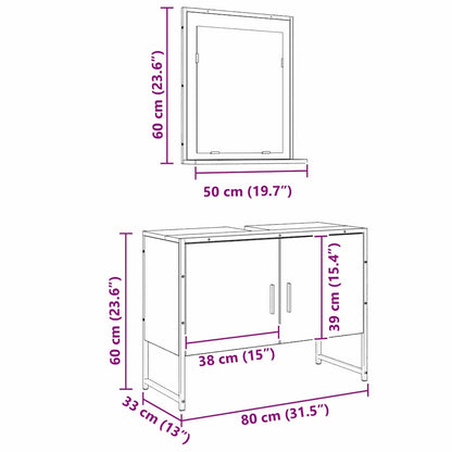 Badeværelsesmøbel Sæt Med Opbevaring 2 Pcs Brun 80 X 33 X 60 Cm - Billede 12