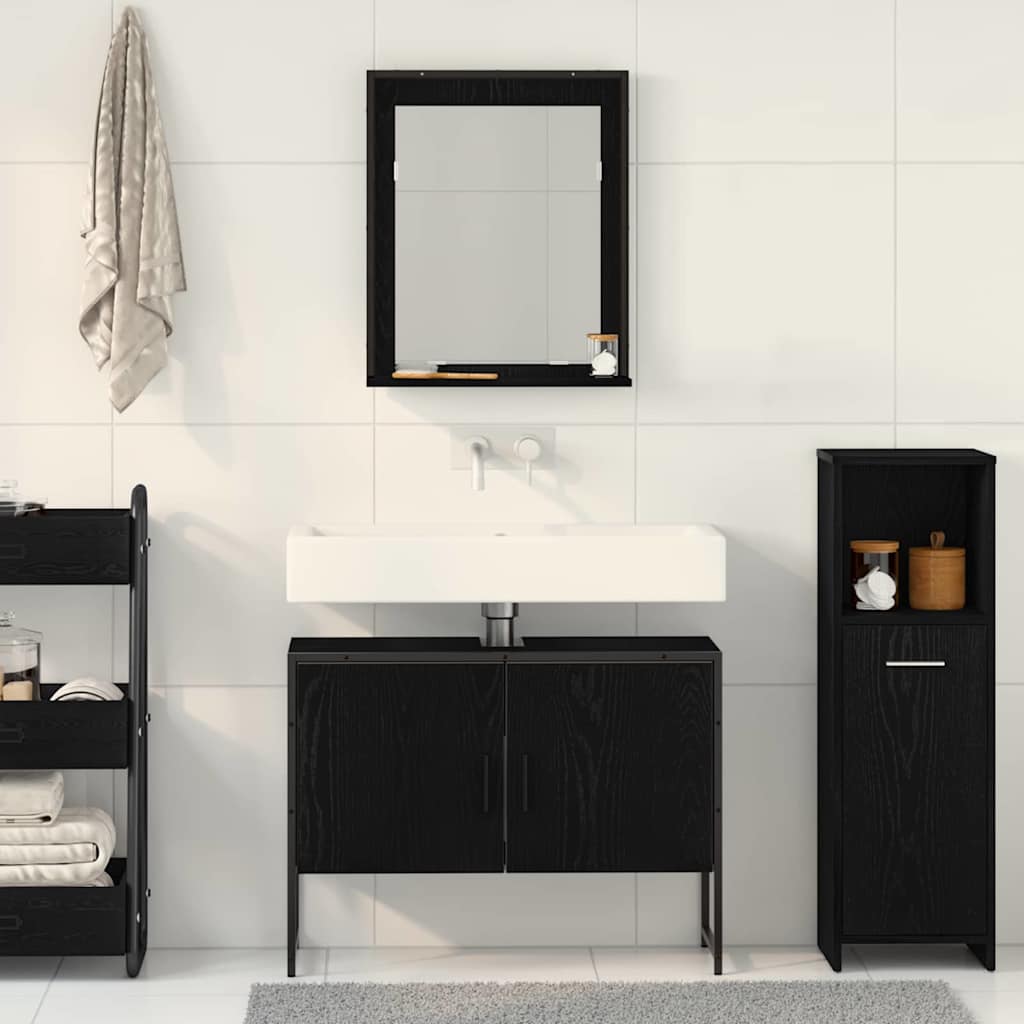 Badeværelsesmøbel Sæt Med Opbevaring 2 Pcs Sort 80 X 33 X 60 Cm - Billede 4