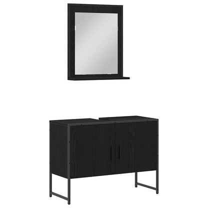 Badeværelsesmøbel Sæt Med Opbevaring 2 Pcs Sort 80 X 33 X 60 Cm - Billede 2
