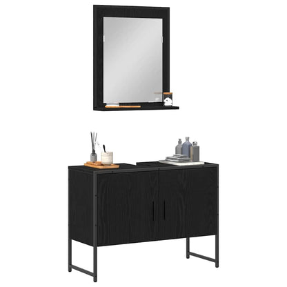 Badeværelsesmøbel Sæt Med Opbevaring 2 Pcs Sort 80 X 33 X 60 Cm - Billede 3