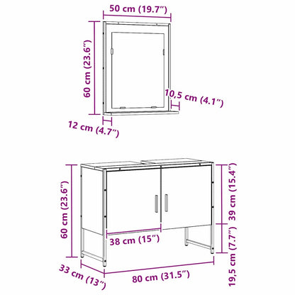 Badeværelsesmøbel Sæt Med Opbevaring 2 Pcs Sort 80 X 33 X 60 Cm - Billede 13