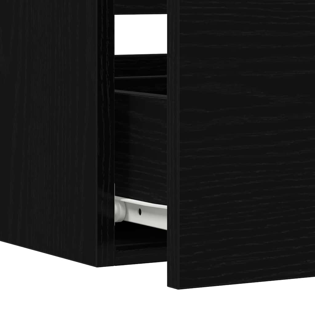Badeværelsesmøbel Sæt Med Spejl 3 Pcs Sort Eg 80 X 38.5 X 45 Cm - Billede 9
