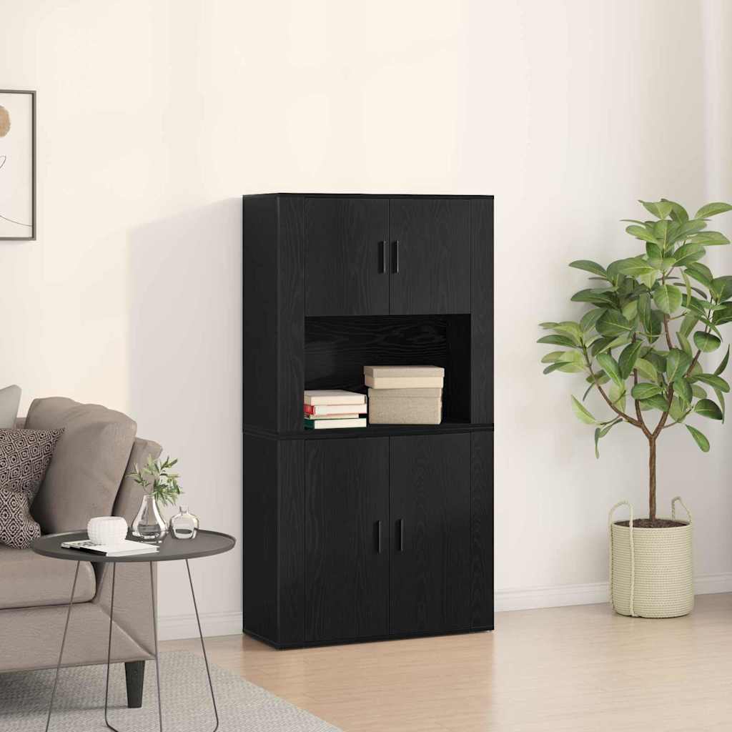 Højskab Sort Eg 80 X 33 X 150 Cm Konstrueret Træ - Hovedbillede