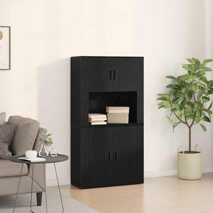 Højskab Sort Eg 80 X 33 X 150 Cm Konstrueret Træ - Hovedbillede