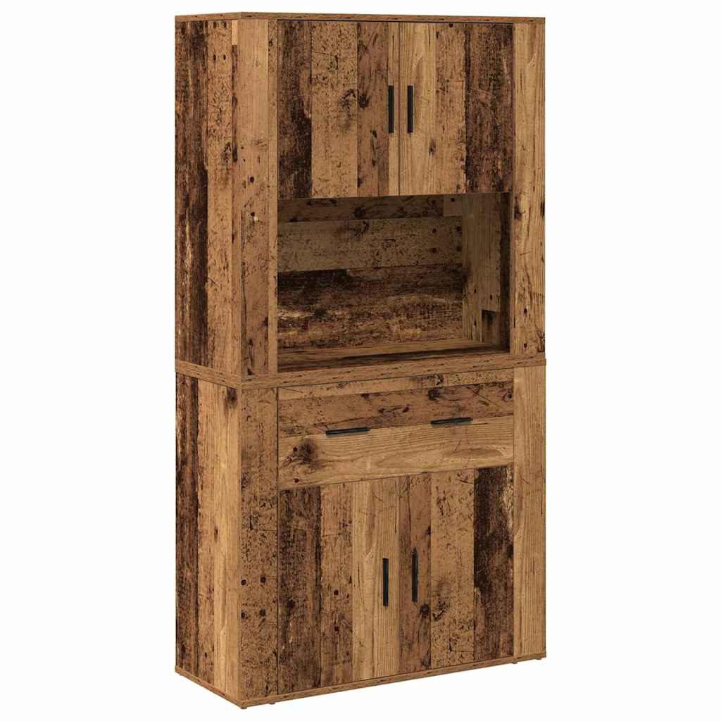 Højskab Med Skuffe Gammelt Træ 80 X 33 X 150 Cm Konstrueret Træ - Billede 2
