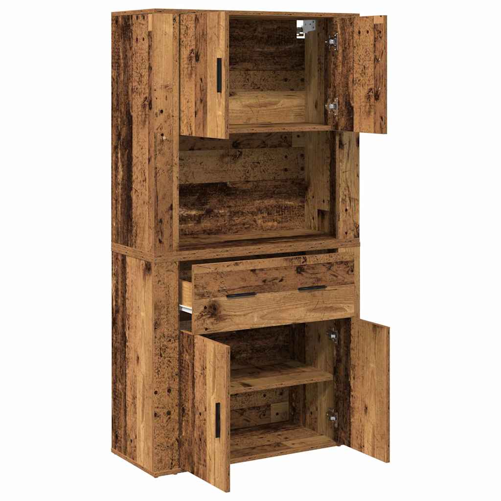 Højskab Med Skuffe Gammelt Træ 80 X 33 X 150 Cm Konstrueret Træ - Billede 5