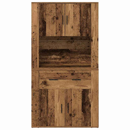 Højskab Med Skuffe Gammelt Træ 80 X 33 X 150 Cm Konstrueret Træ - Billede 6