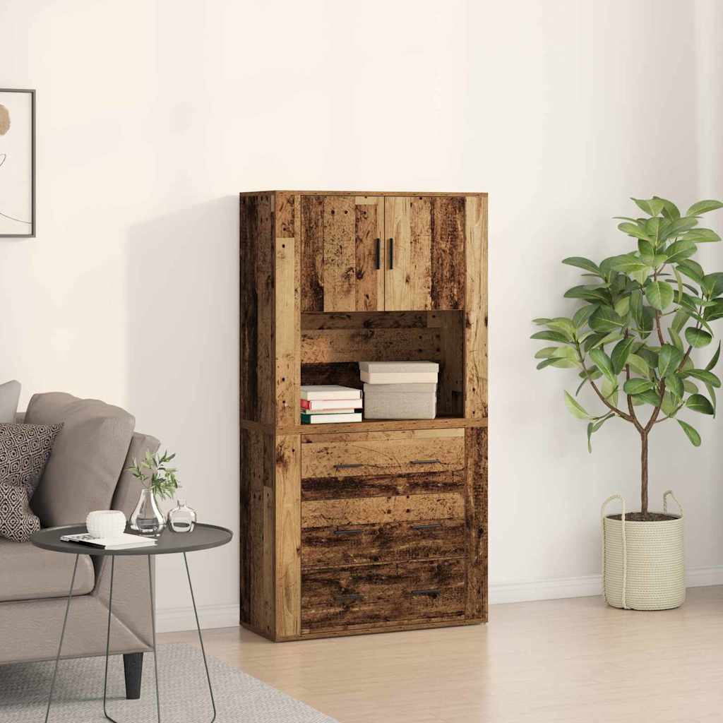 Highboard 80 X 33 X 150 Cm Konstrueret Træ - Hovedbillede