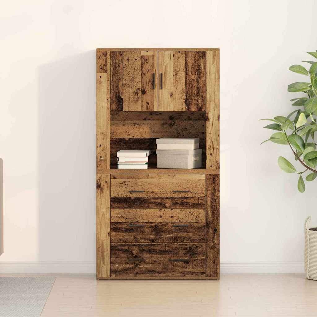 Highboard 80 X 33 X 150 Cm Konstrueret Træ - Billede 4