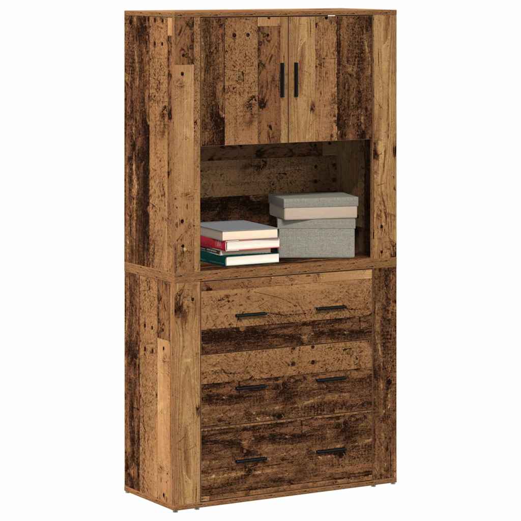 Highboard 80 X 33 X 150 Cm Konstrueret Træ - Billede 3