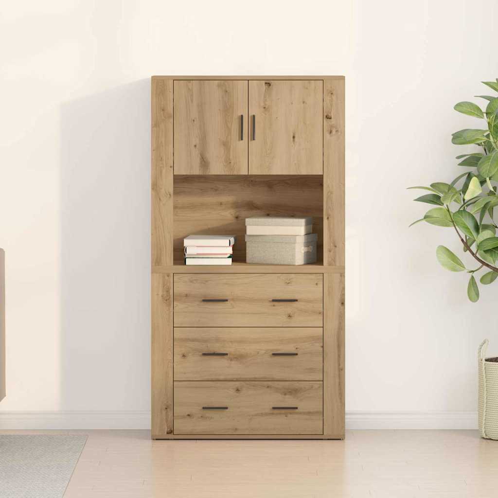 Højskab Med Skuffe Artisan Eg 80 X 33 X 150 Cm Konstrueret Træ - Billede 4