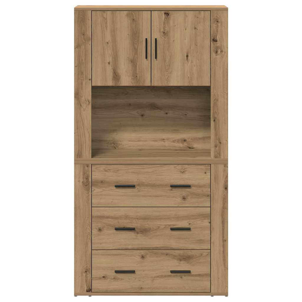 Højskab Med Skuffe Artisan Eg 80 X 33 X 150 Cm Konstrueret Træ - Billede 6