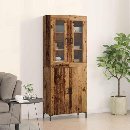 Highboard 2 Pcs Gammelt Træ 69,5 X 34 X 180 Cm Konstrueret Træ - Hovedbillede