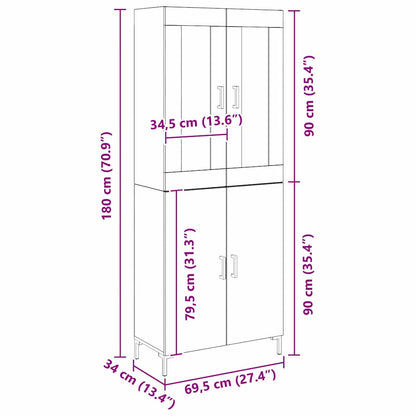 Highboard 2 Dele 69,5 X 34 X 180 Cm Konstrueret Træ - Billede 13