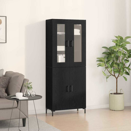 Highboard 2 Pcs Sort Eg 69,5 X 34 X 180 Cm Konstrueret Træ - Hovedbillede