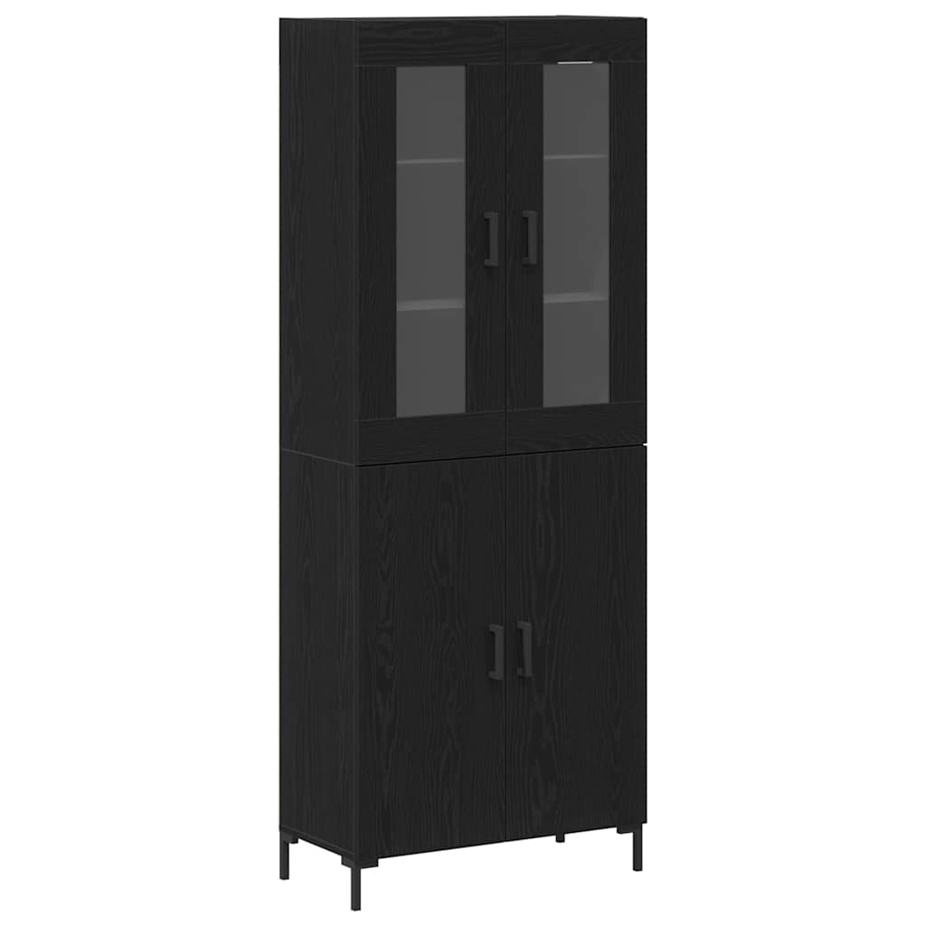 Highboard 2 Pcs Sort Eg 69,5 X 34 X 180 Cm Konstrueret Træ - Billede 2