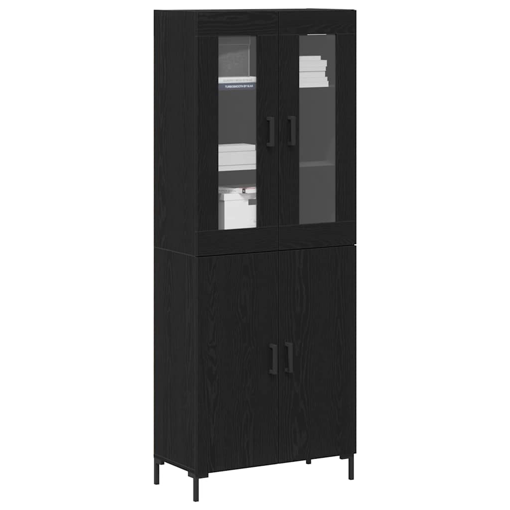 Highboard 2 Pcs Sort Eg 69,5 X 34 X 180 Cm Konstrueret Træ - Billede 3