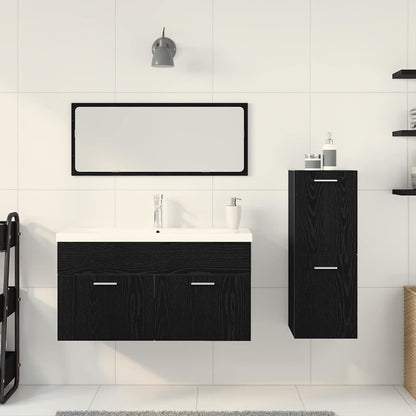 Badeværelsesmøbel Sæt Med Dør 4 Pcs Sort Eg 90 X 38.5 X 50 Cm - Billede 4