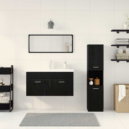 Badeværelsesmøbel Sæt Med Dør 4 Pcs Sort Eg 90 X 38.5 X 46 Cm - Billede 4
