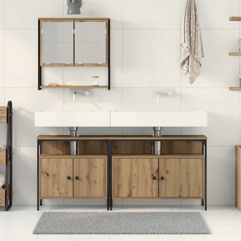 Badeværelsesmøbel Sæt Med Opbevaring 3 Pcs Brun 80 X 30 X 60 Cm - Billede 4