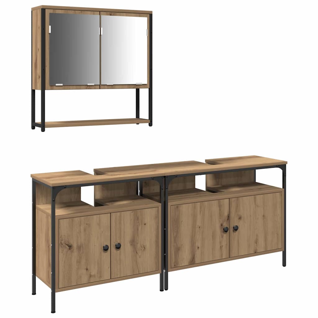Badeværelsesmøbel Sæt Med Opbevaring 3 Pcs Brun 80 X 30 X 60 Cm - Billede 2