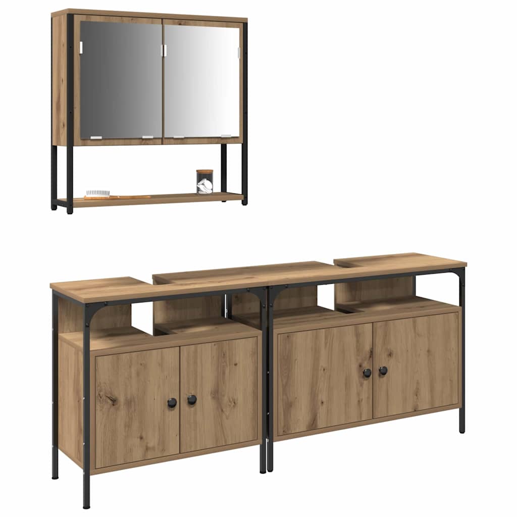 Badeværelsesmøbel Sæt Med Opbevaring 3 Pcs Brun 80 X 30 X 60 Cm - Billede 3