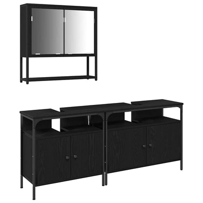 Badeværelsesmøbel Sæt Med Opbevaring 3 Pcs Sort 80 X 30 X 60 Cm - Billede 2