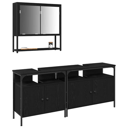 Badeværelsesmøbel Sæt Med Opbevaring 3 Pcs Sort 80 X 30 X 60 Cm - Billede 3